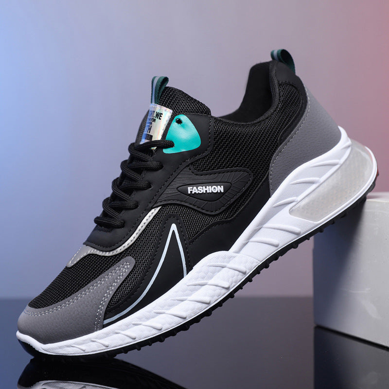 Color-blocked Sneakers Fashion Breathable Lace Up Mesh