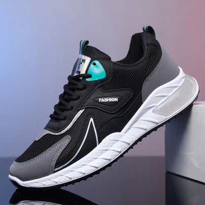Color-blocked Sneakers Fashion Breathable Lace Up Mesh