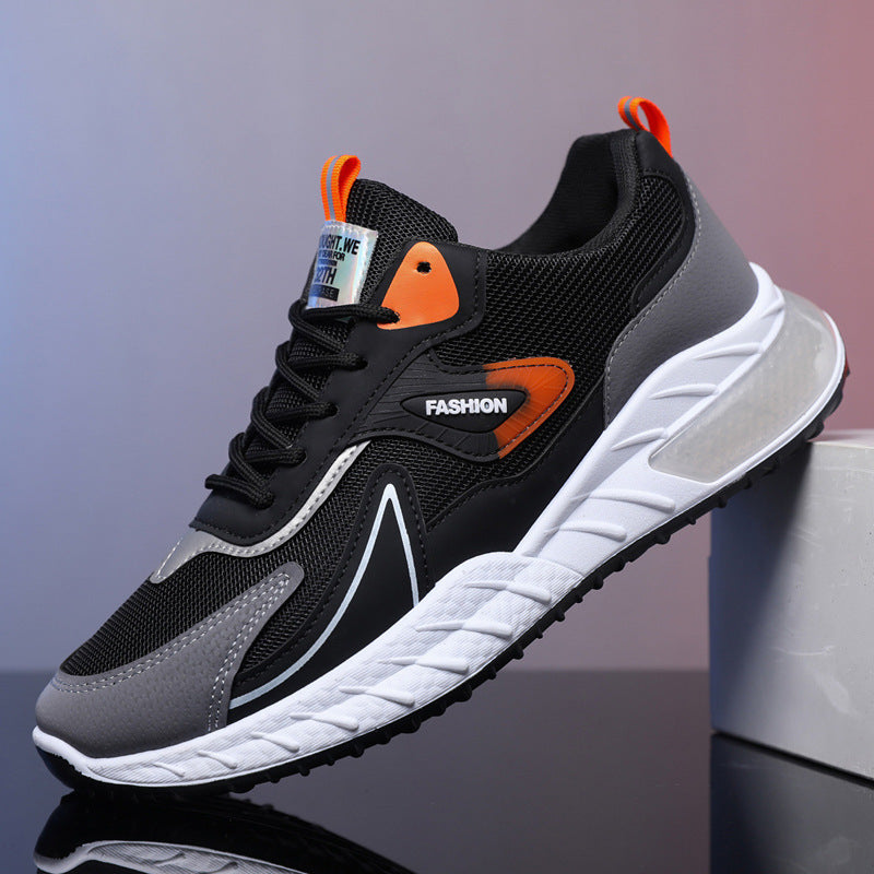 Color-blocked Sneakers Fashion Breathable Lace Up Mesh